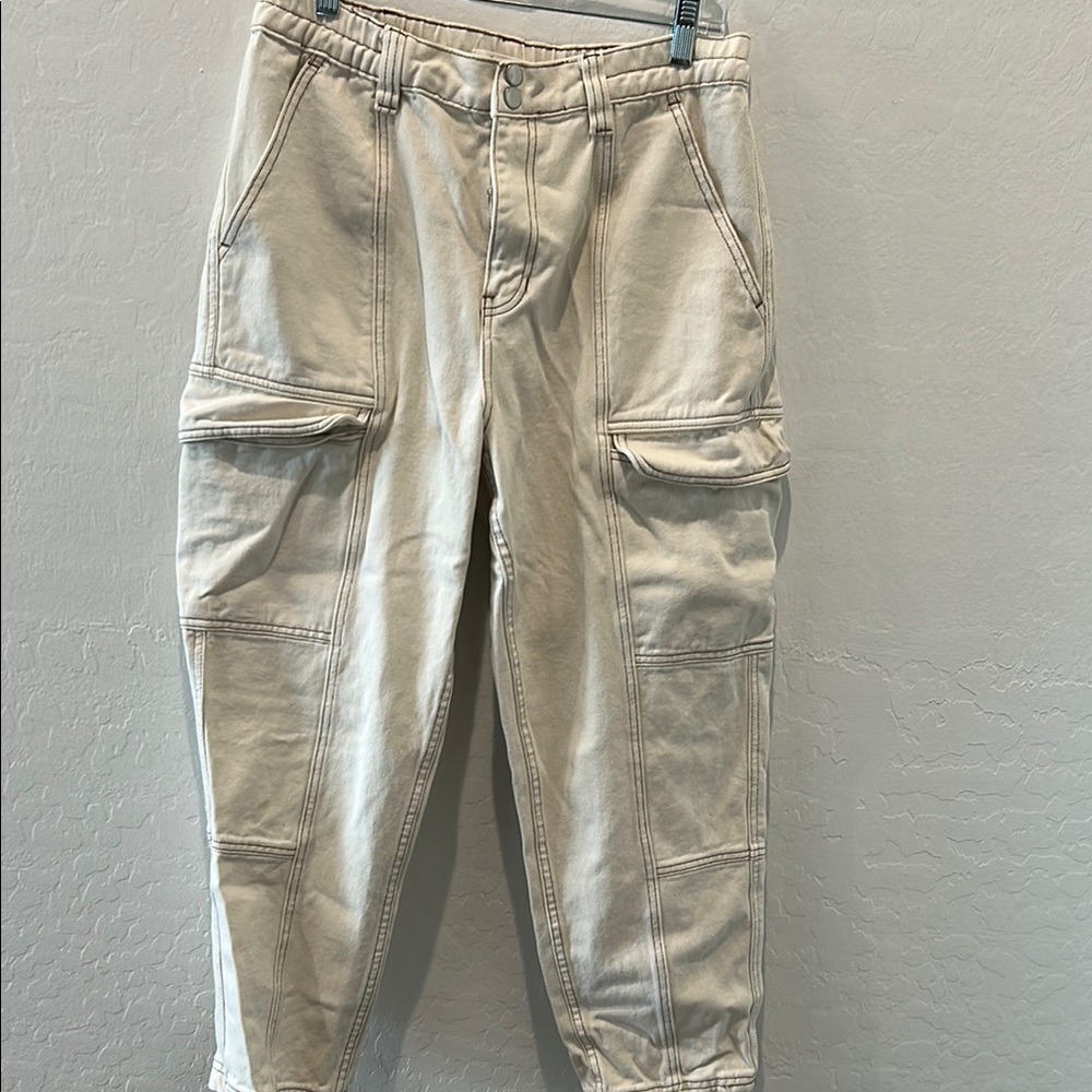PacSun Cream Cargo Pants with Elastic Cuffs